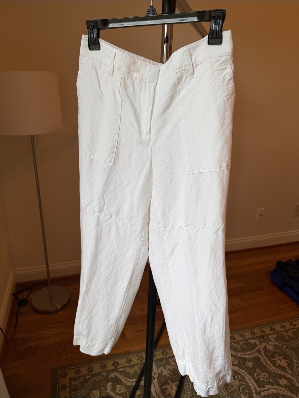 Ann Taylor White Linen Curvy Straight-Leg Pants